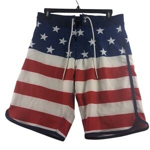 Old Navy Board‎ Shorts Mens 28 Red White Blue Stars Stripes American Flag Swim